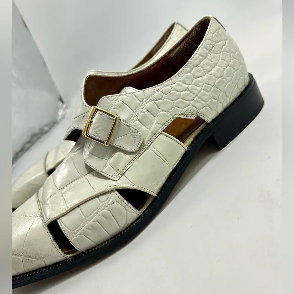 Marco Vicci white croc embossed city sandal loafers size 10.5